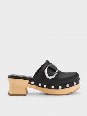 Saboti Charles & Keith Gabine Studded Piele Negrii | 126BMSUIF