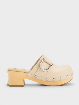 Saboti Charles & Keith Gabine Studded Piele Bej | 408UDNVJP