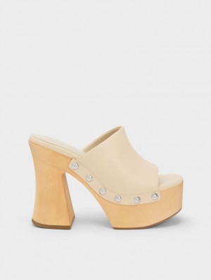 Saboti Charles & Keith Tabitha Piele Platforma Bej | 596JSPLKE