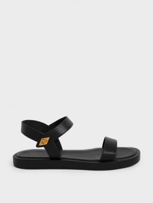 Sandale Cu Curea Charles & Keith Back Negrii | 284UAKRWI