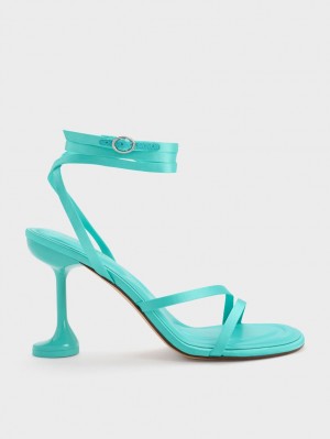 Sandale Cu Curea Charles & Keith Celestine Sculptural Heel Turcoaz | 765YAGFEB