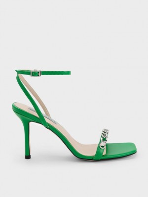 Sandale Cu Curea Charles & Keith Chain-Embellished Ankle Verzi | 170UBWVPH