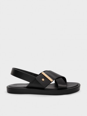 Sandale Cu Curea Charles & Keith Crossover Back Negrii | 239KRPXWY