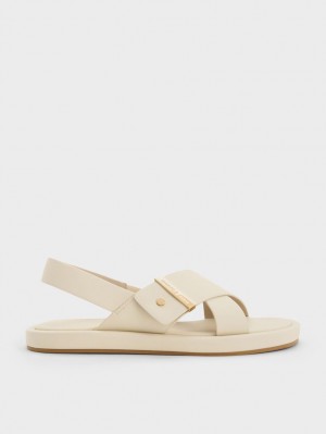 Sandale Cu Curea Charles & Keith Crossover Back Albi | 493PJLYWT
