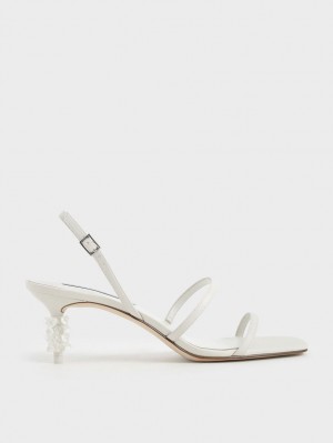 Sandale Cu Curea Charles & Keith Geometric Heel Albi | 409JKZMRV