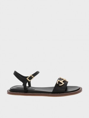 Sandale Cu Curea Charles & Keith Horsebit Back Negrii | 890PGCBXT