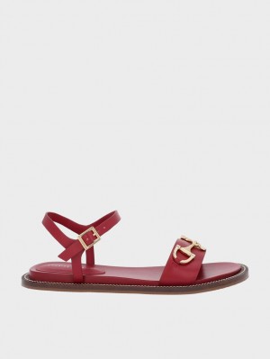 Sandale Cu Curea Charles & Keith Horsebit Back Rosii | 086YGORUB