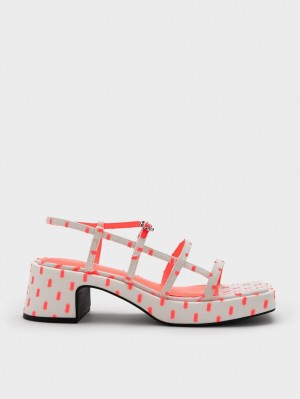 Sandale Cu Curea Charles & Keith Selene Flower-Cu Catarama Corai | 617YRWACV