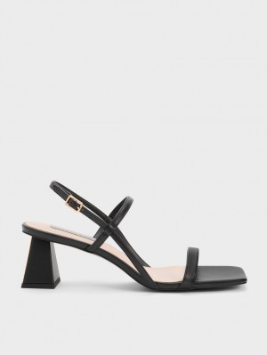 Sandale Cu Curea Charles & Keith Square-Bombeu Negrii | 598HUWLER
