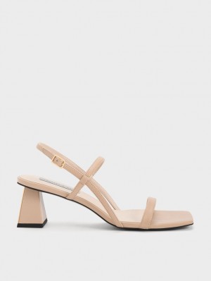 Sandale Cu Curea Charles & Keith Square-Bombeu Bej | 035XRZECV