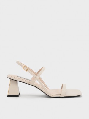 Sandale Cu Curea Charles & Keith Square-Bombeu Albi | 790TWVZEQ