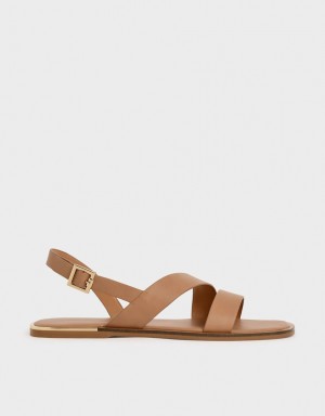 Sandale Plate Charles & Keith Asymmetric Curea Slingback Maro | 714ECXQVY