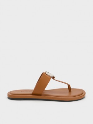 Sandale Plate Charles & Keith Gabine Piele Tanga Maro | 679IPRLKO