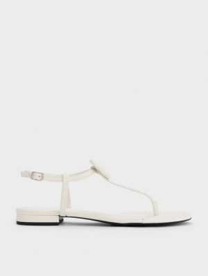 Sandale Plate Charles & Keith Koa Tanga Albi | 931ZPICMJ
