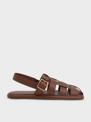 Sandale Plate Charles & Keith Metallic Cu Catarama Caged Slingback Maro | 830BAECOK