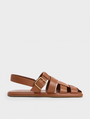 Sandale Plate Charles & Keith Metallic Cu Catarama Caged Slingback Maro | 690KXJROL
