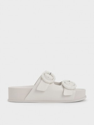 Sandale Slide Charles & Keith Beaded Circle Albi | 413XTRQYL