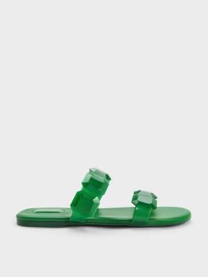 Sandale Slide Charles & Keith Fia Gem-Curea Verzi | 583ZQHPAR