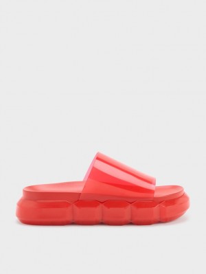 Sandale Slide Charles & Keith Fia See-Through Rosii | 782HUCWGV