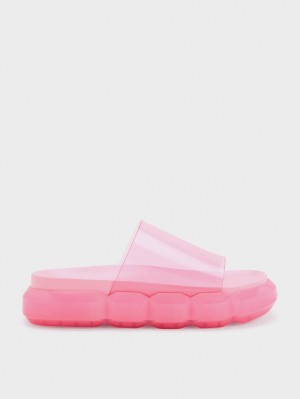 Sandale Slide Charles & Keith Fia See-Through Roz Deschis | 427ODEMKG
