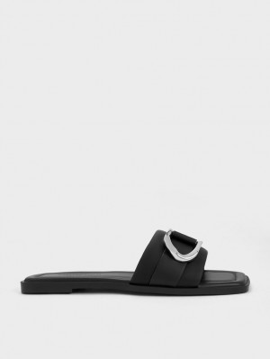 Sandale Slide Charles & Keith Gabine Piele Negrii | 203UXAJPG