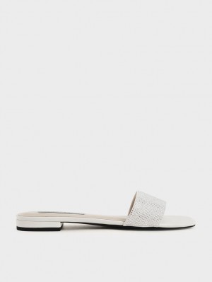 Sandale Slide Charles & Keith Gem Embellished Albi | 794YKGVWQ