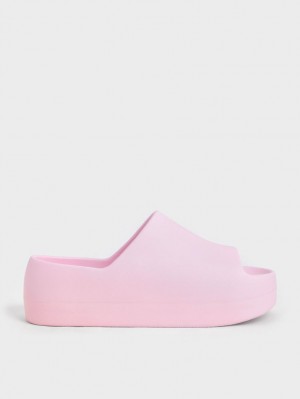 Sandale Slide Charles & Keith Morgan Platforma Roz Deschis | 780KMQHTS