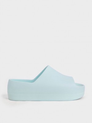 Sandale Slide Charles & Keith Morgan Platforma Albastri Deschis | 279BETZLS