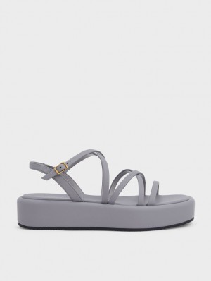 Sandale cu Platforma Charles & Keith Cu Bretele Căptușită Gri | 690STPQUW