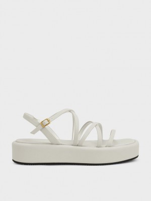 Sandale cu Platforma Charles & Keith Cu Bretele Căptușită Albi | 321IUHJNR