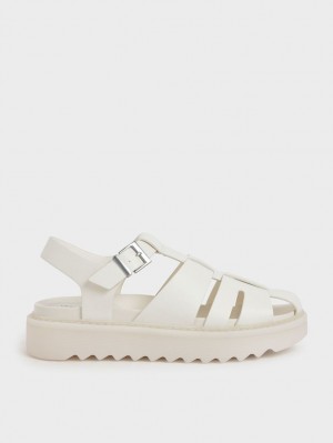 Sandale cu Platforma Charles & Keith Cut-Out Sports Albi | 581VRUSDF
