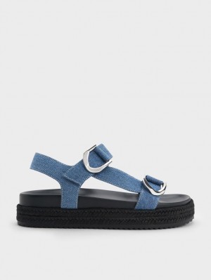 Sandale cu Platforma Charles & Keith Gabine Denim Espadrile Albastri | 310DEYRMF