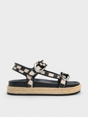 Sandale cu Platforma Charles & Keith Gabine Straw Espadrile Colorati | 493LTCQNM