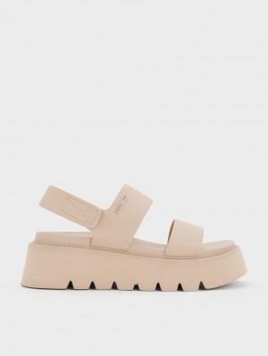 Sandale cu Platforma Charles & Keith Grosolan Bej | 476ZAPUKW