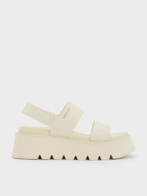 Sandale cu Platforma Charles & Keith Grosolan Albi | 954ARHZIO