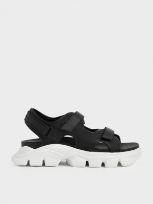 Sandale cu Platforma Charles & Keith Grosolan Sports Negrii | 643RYNASM