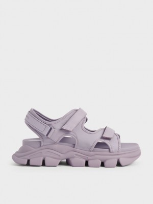 Sandale cu Platforma Charles & Keith Grosolan Sports Violet | 091KFHVWR