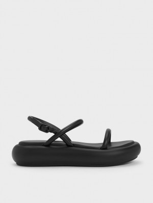Sandale cu Platforma Charles & Keith Keiko Căptușită Negrii | 351DJPKAT