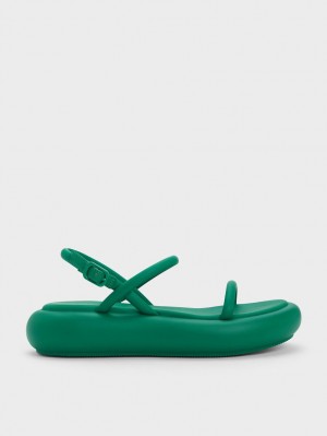 Sandale cu Platforma Charles & Keith Keiko Căptușită Verzi | 815XRLVNA
