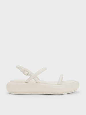 Sandale cu Platforma Charles & Keith Keiko Căptușită Albi | 042UWESRG