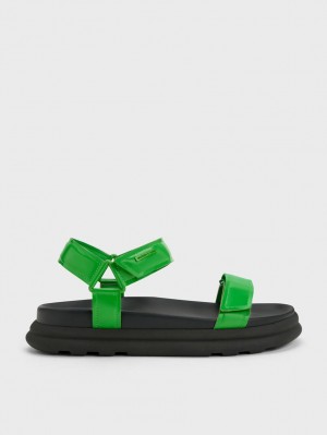 Sandale cu Platforma Charles & Keith Lacuita Cu Bretele Sports Verzi | 563HBOQJE