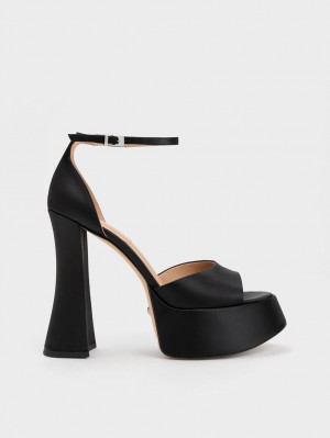 Sandale cu Platforma Charles & Keith Michelle Recycled Polyester Negrii | 587CXSUBQ