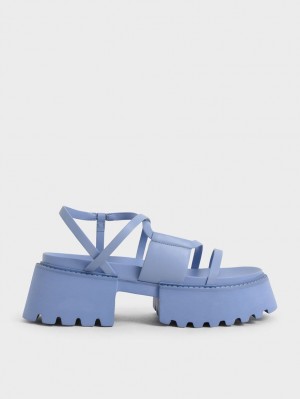 Sandale cu Platforma Charles & Keith Nadine Cu Bretele Albastri | 540JSEPCX