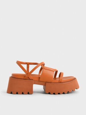 Sandale cu Platforma Charles & Keith Nadine Cu Bretele Portocalii | 540BREJKM