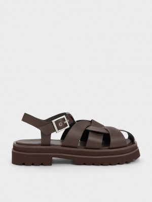 Sandale cu Platforma Charles & Keith Nell Gladiator Maro Inchis | 024BOHACU