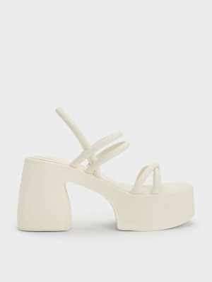 Sandale cu Platforma Charles & Keith Nerissa Tubular​ Albi | 912EIDZNY