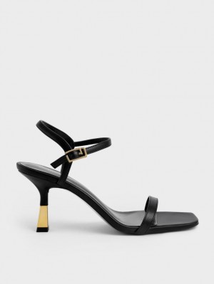 Sandale cu Toc Charles & Keith Ankle-Curea Negrii | 753MAHQGE