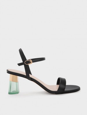 Sandale cu Toc Charles & Keith Clear Trapeze Negrii | 947WQYMJP