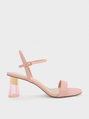 Sandale cu Toc Charles & Keith Clear Trapeze Roz | 405JZSYIV
