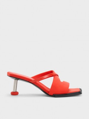 Sandale cu Toc Charles & Keith Crossover Sculptural Rosii | 671VIKPSN